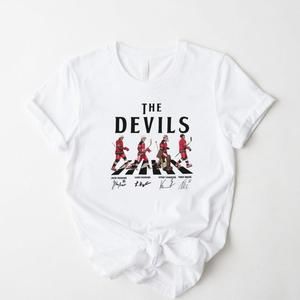 Devils Walking Abbey Road White Shirt, Signatures Ice Hockey Shirt